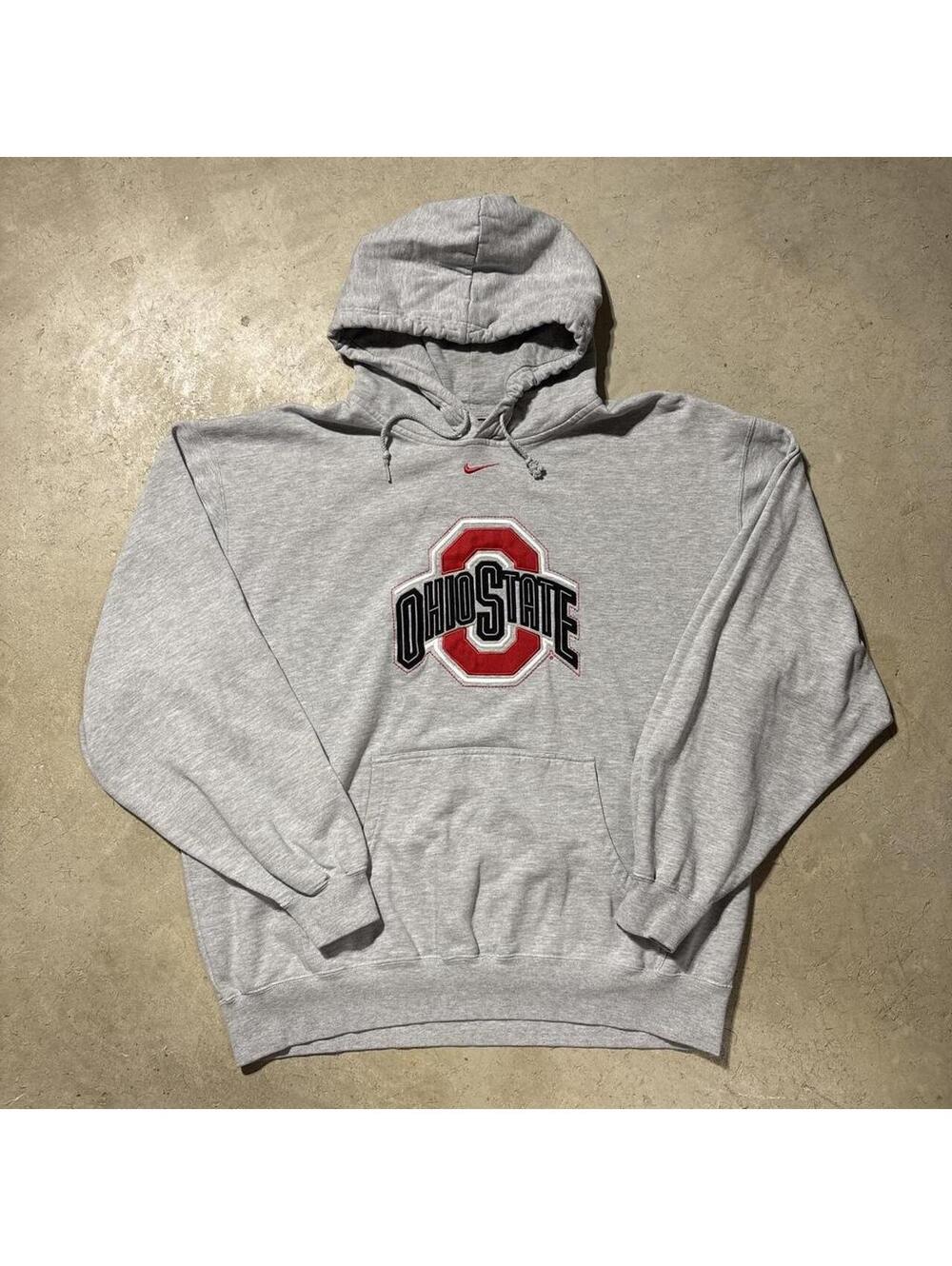Vintage Y2K Nike Center Swoosh Ohio State Buckeyes Hoodie Mens XL Gray
